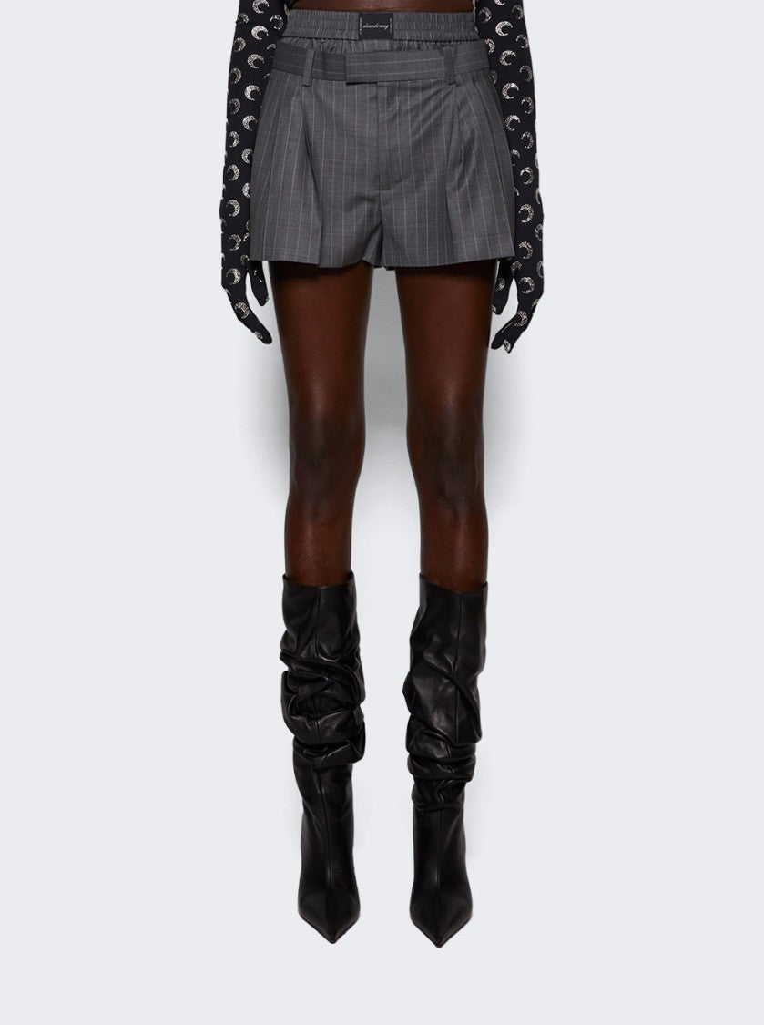 Alexander Wang Pleated Short With Boxer Grey Pinstripe
