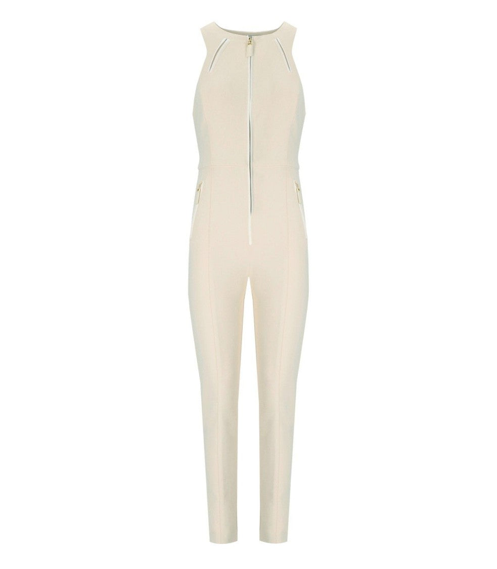 Elisabetta Franchi Milk Zipped Jumpsuit