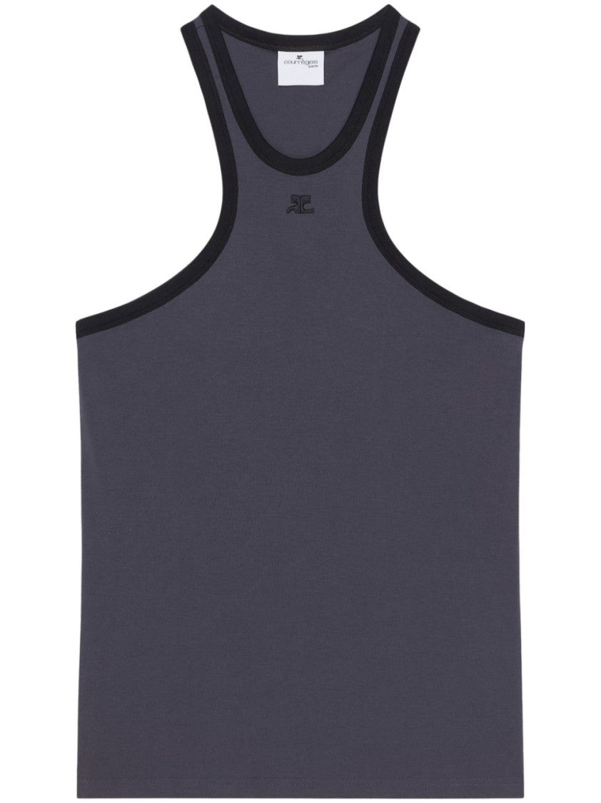 Courrèges Fitted Racerback T-Shirt With Embroidered Logo