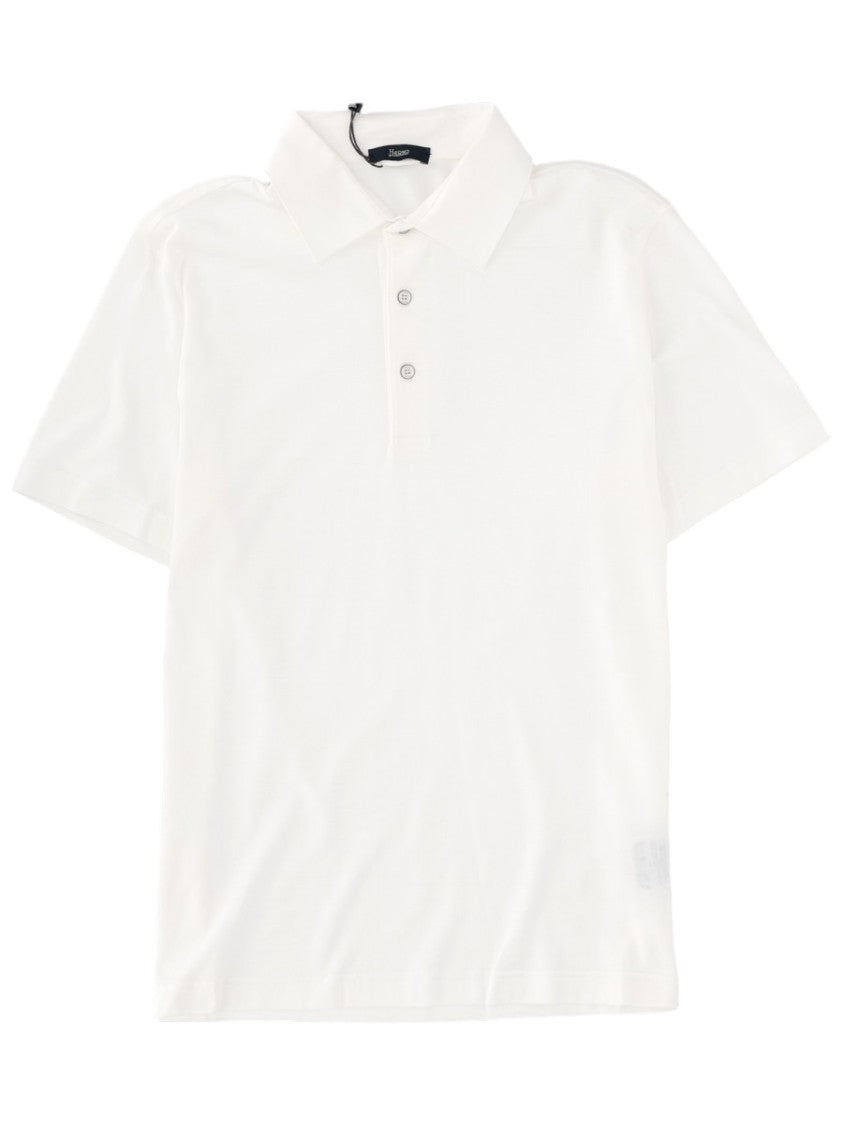 Herno White Short-Sleeve Polo With Traditional Collar And Minimalist Design