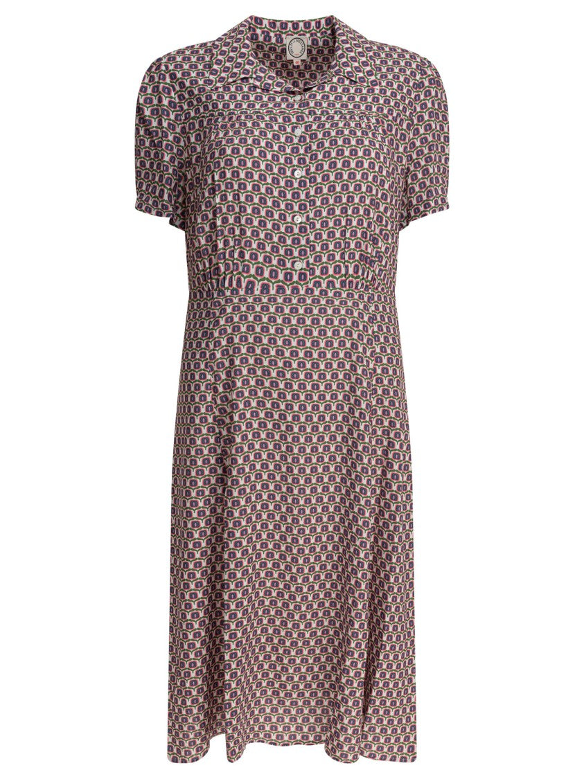 Ines De La Fressange Geometric Pattern Dress With Short Sleeves