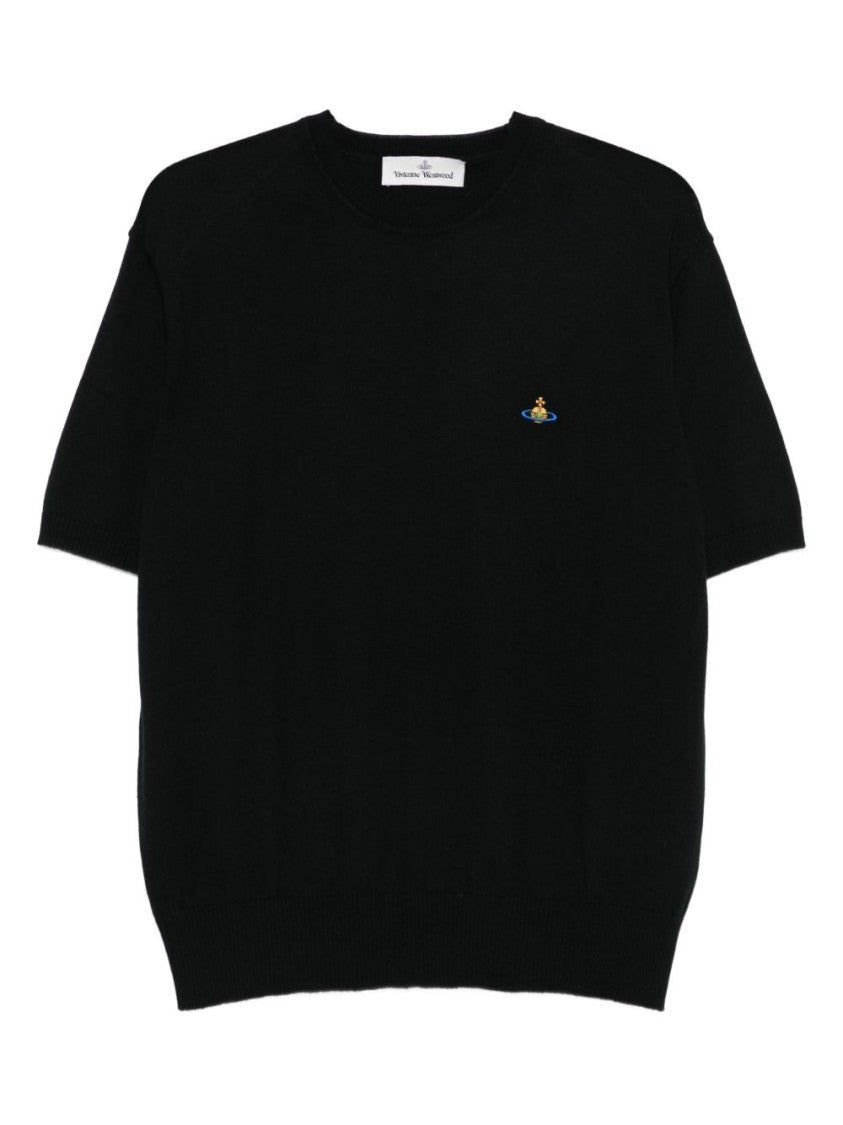 Vivienne Westwood Black Organic Cotton-Cashmere Short Knit Top