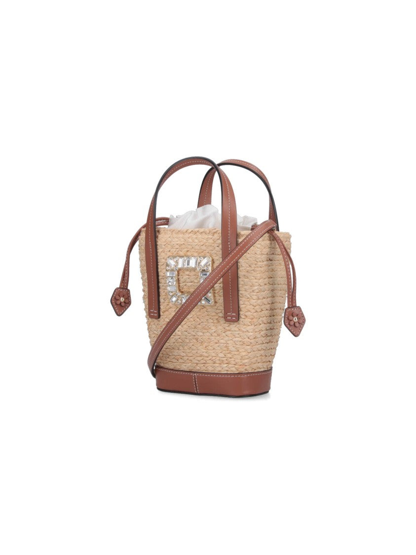 Roger Vivier Mini Shoulder Bag With Raffia Body