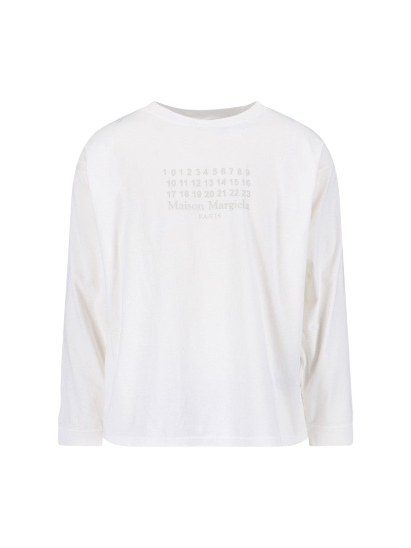 Maison Margiela Long-Sleeve Cotton T-Shirt With Numeric Logo And Four Stitches