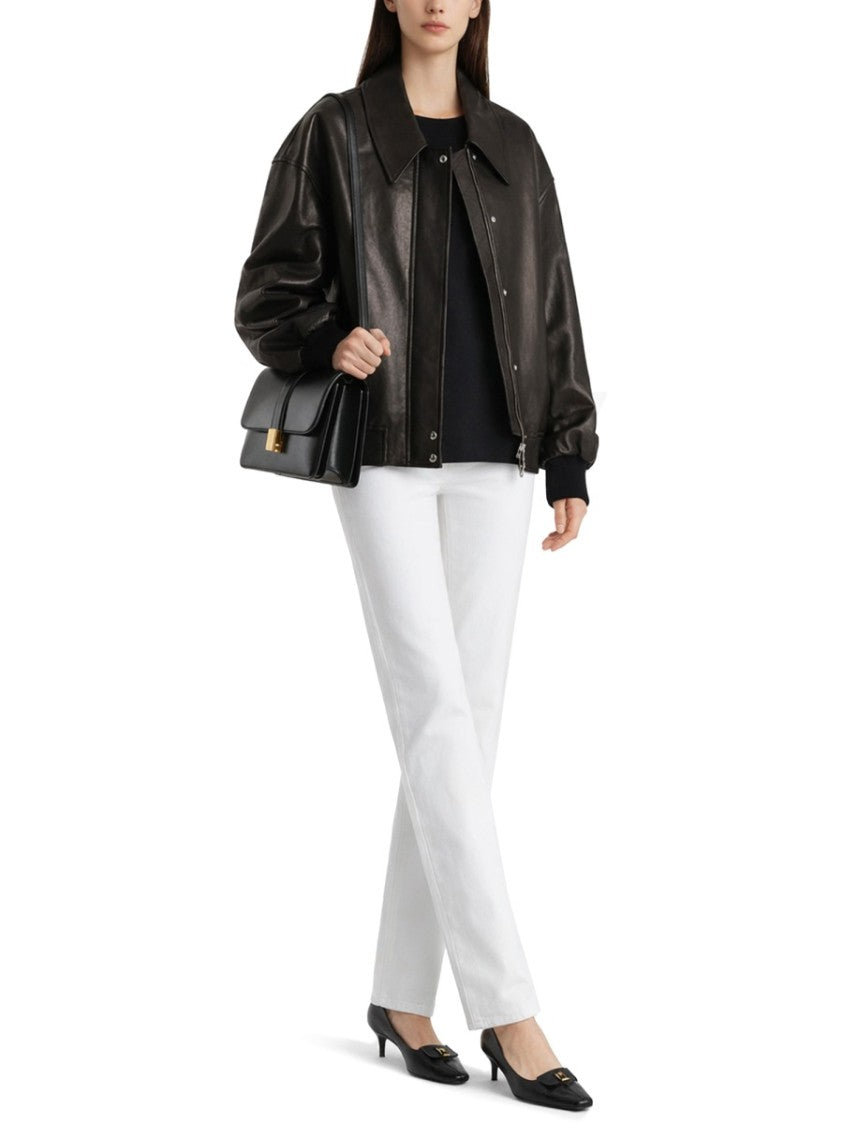 Khaite Shelman Boxy Balloon Sleeves Leather Jacket