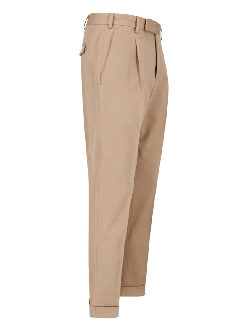 Pt Torino Beige Tailored Straight-Leg Virgin Wool-Blend Pants