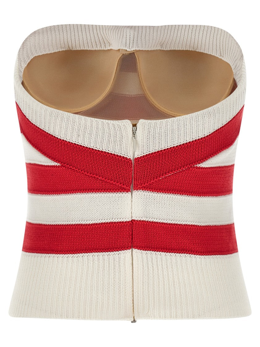 Ermanno Scervino Off-The-Shoulder Crochet Crop Bustier Top With Preformed Cups
