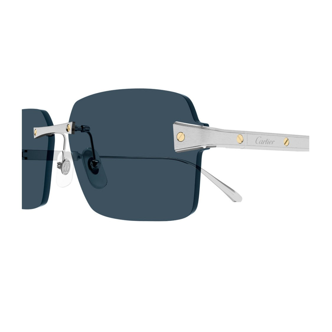 Cartier Silver/Blue Ct0652s Santos De Cartier Titanium Sunglasses