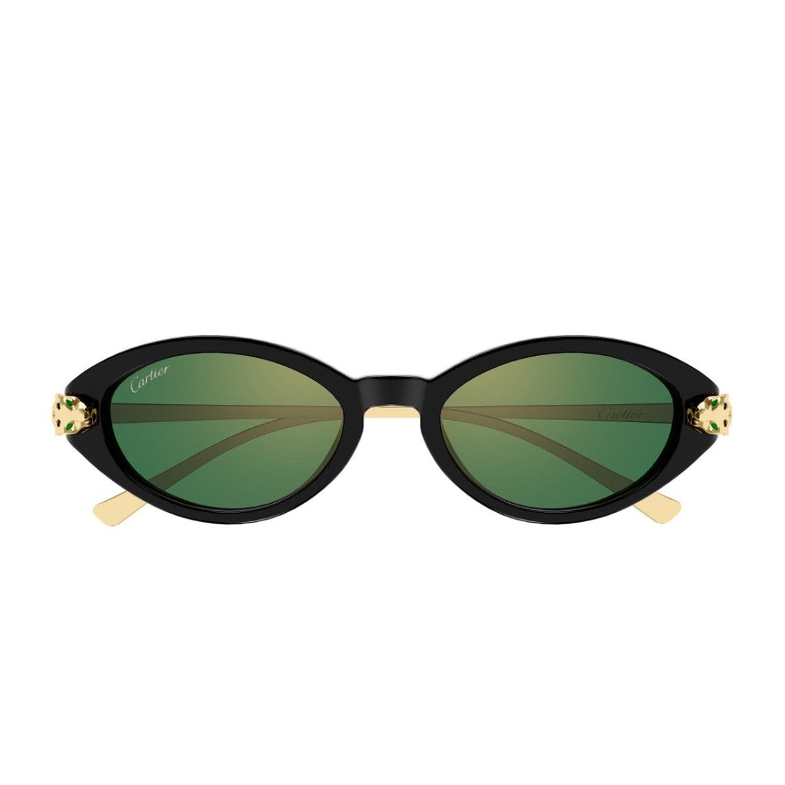 Cartier Black Panthère De Cartier Recycled Acetate Metal Almond Sunglasses