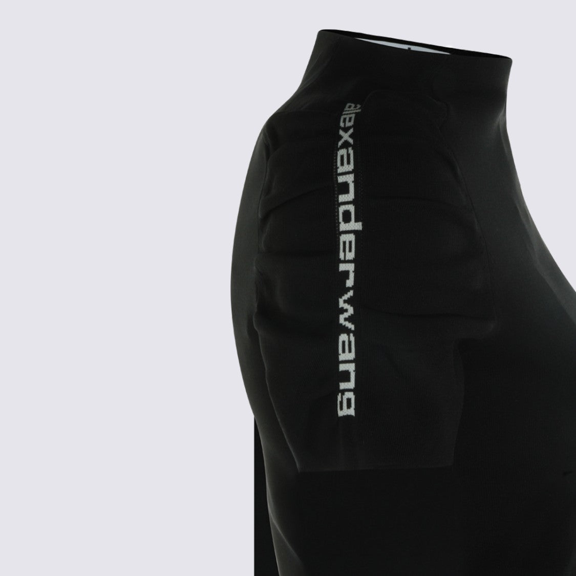 Alexander Wang Fitted Black Top With High Neckline And Ruched Sleeves