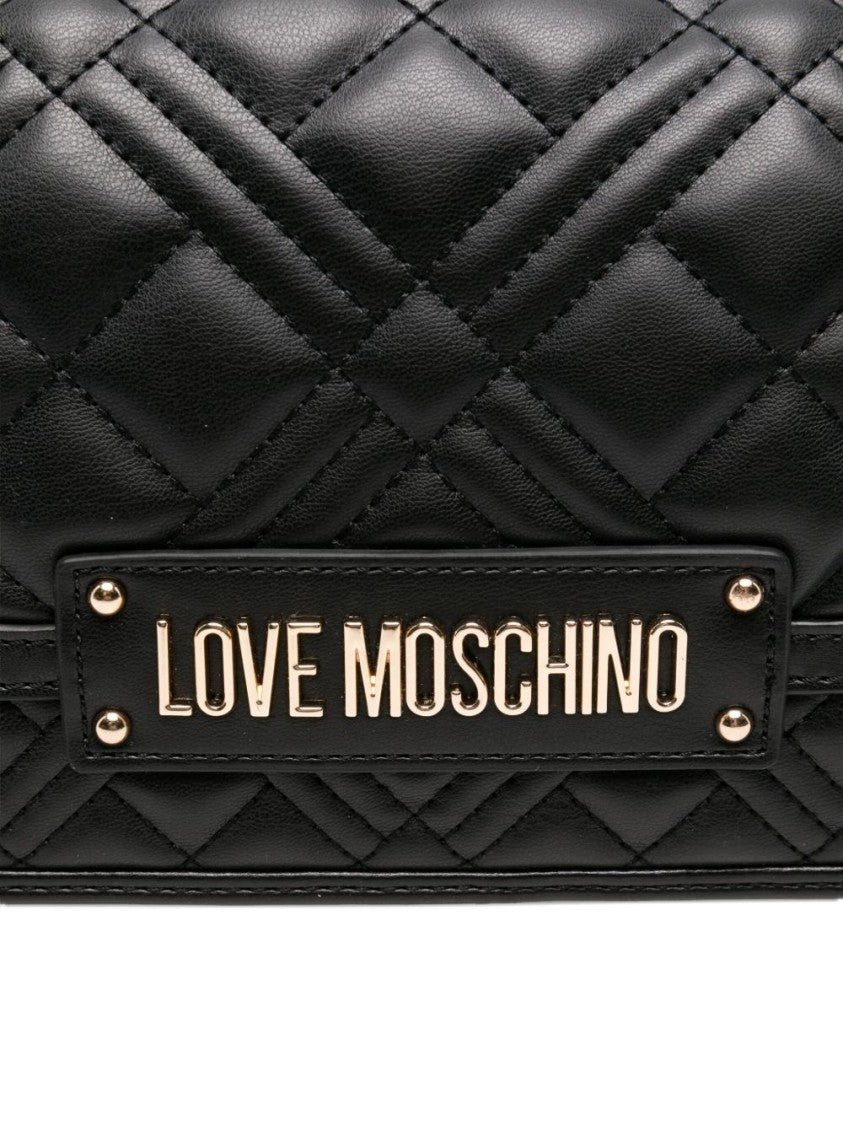 Love Moschino Quilted Black Shoulder Bag With Chain Strap