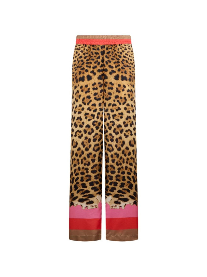 Roberto Cavalli Leopard Print Silk Trousers