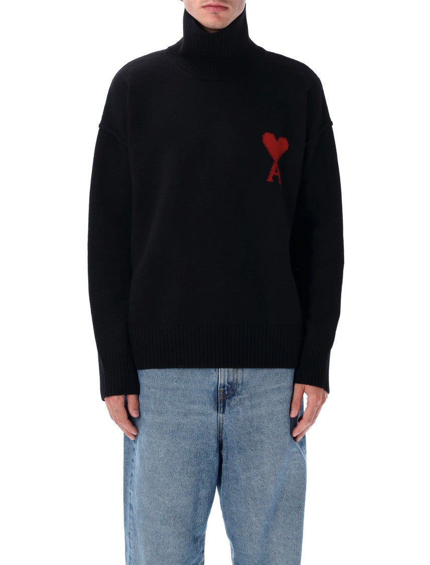 Ami Paris Red Adc High Neck Sweater