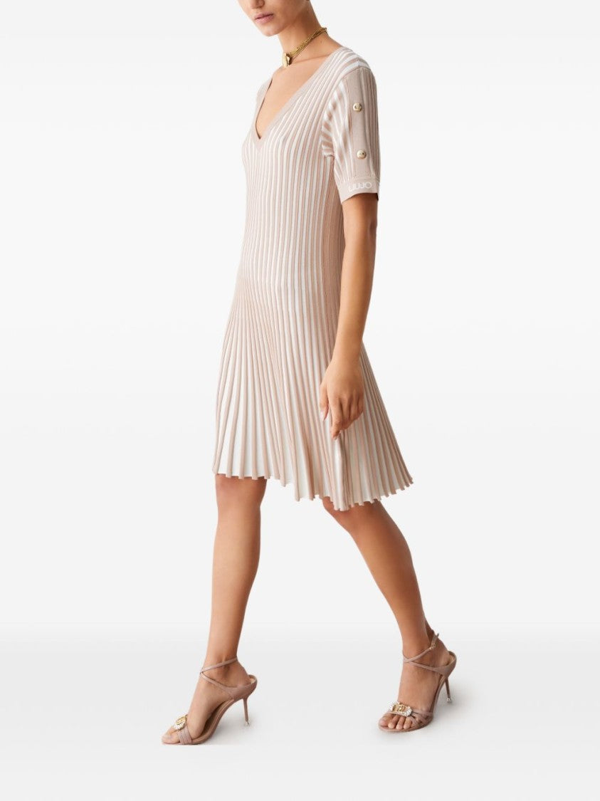 Liu Jo Beige Striped Knit Day Dress