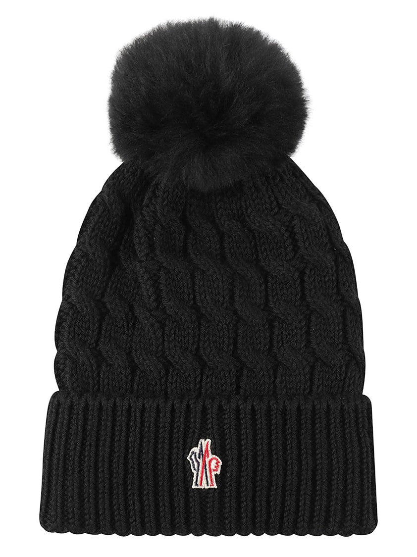 Moncler Grenoble Cable Knit Pom-Pom Virgin Wool Beanie