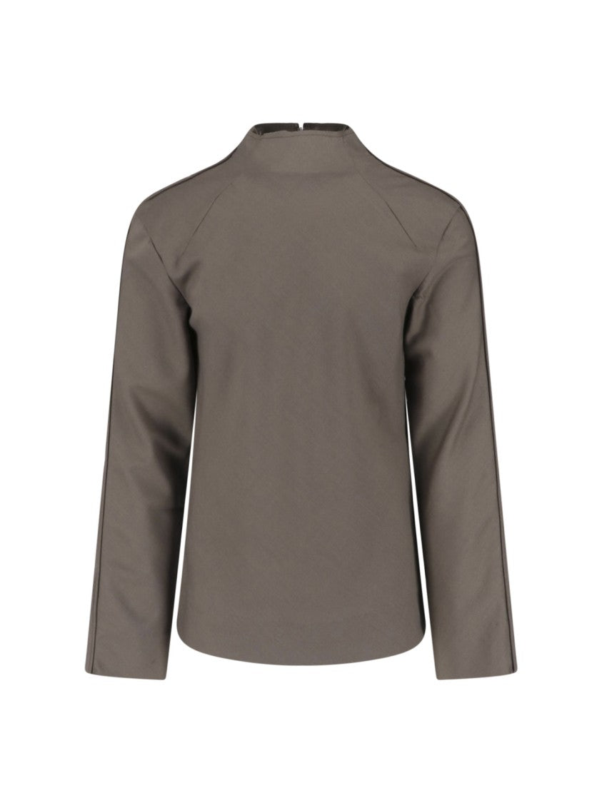 Entire Studios Beige Boxy High Neck Top