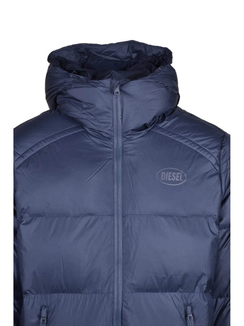 Diesel Blue Polyester Padded Down Jacket