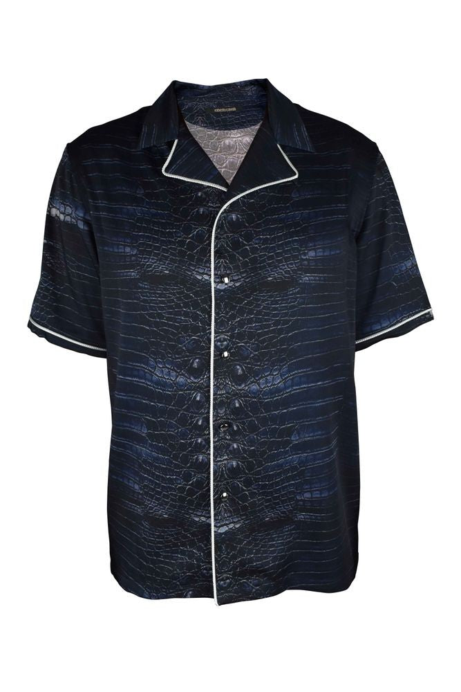 Roberto Cavalli Caiman Print Short-Sleeve Shirt With Logo Detail
