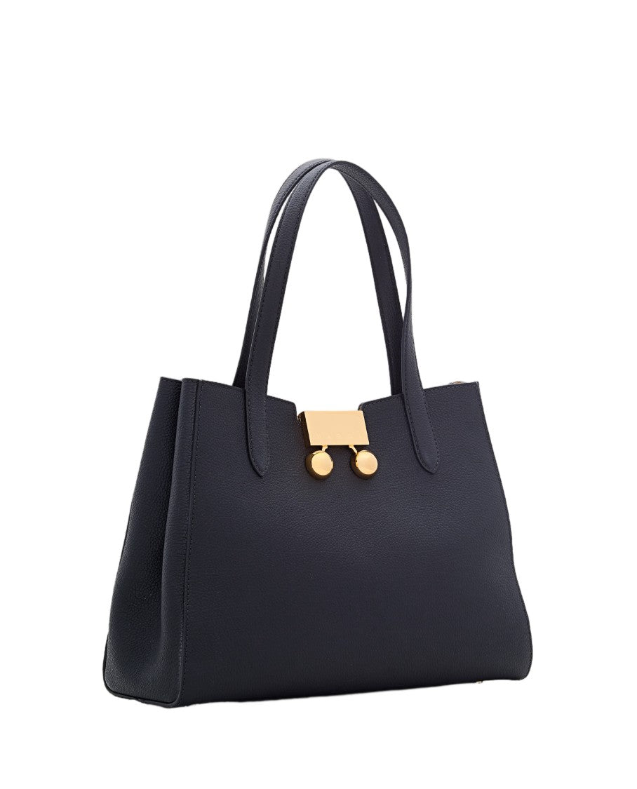 Marni Structured Leather Tote Bag With Metallic Closure