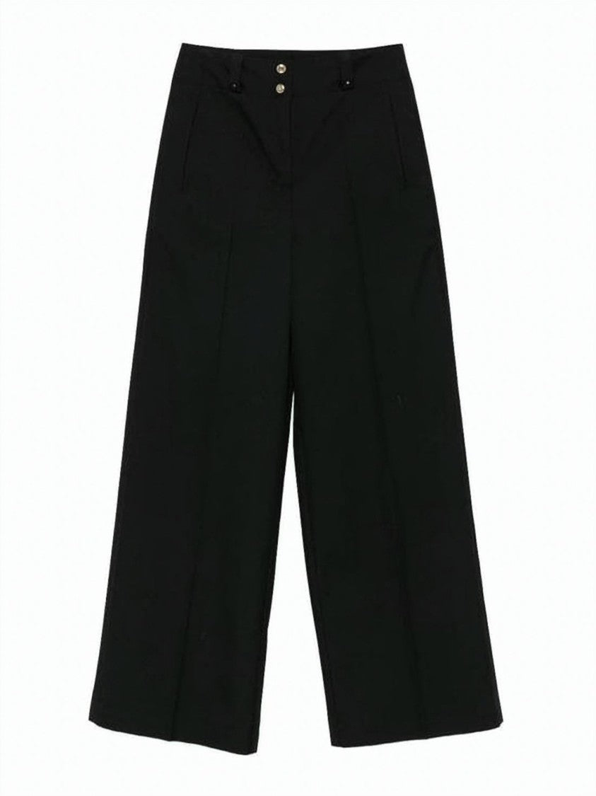 Moncler High-Waist Black Wide-Leg Suit Pants
