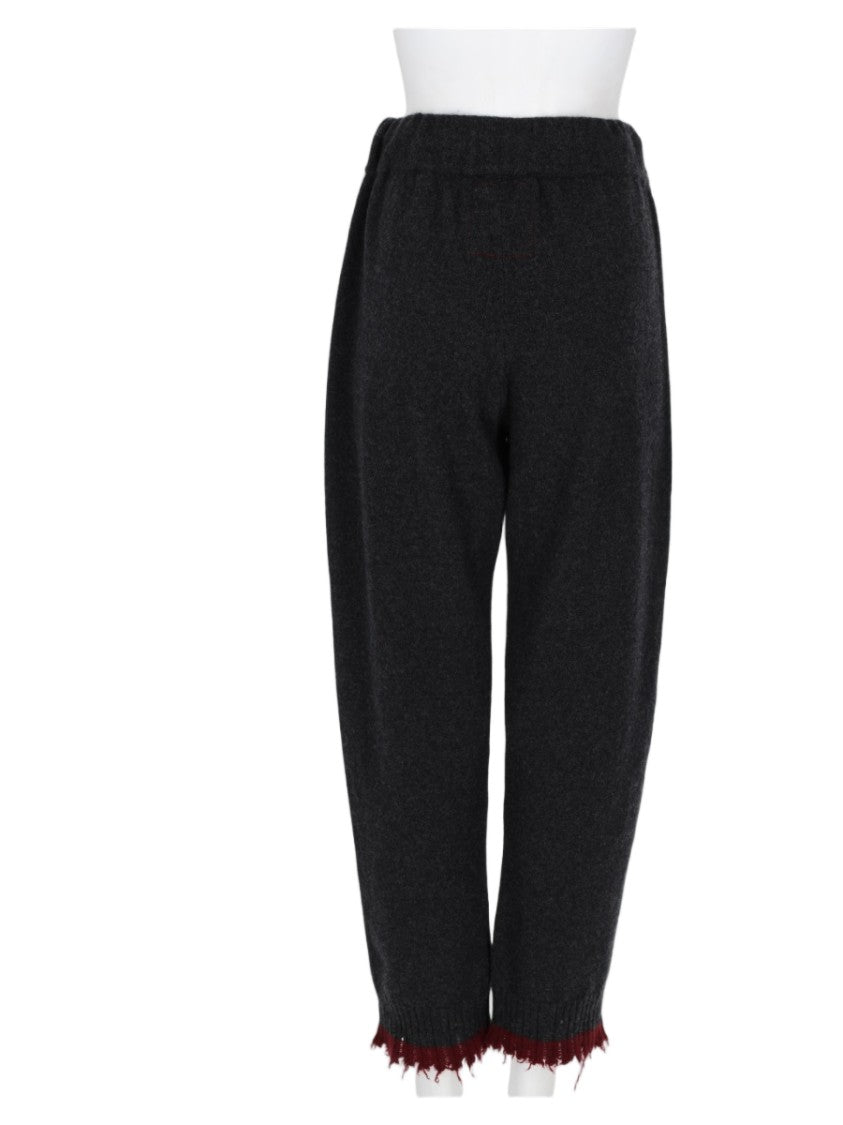 Uma Wang Charcoal Trousers With Drawstring Waist And Frayed Edge Detail