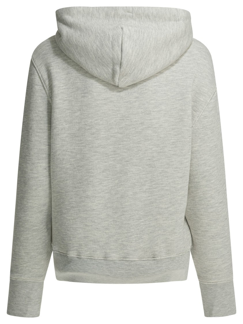 Autry Heathered Grey Cotton Blend Sweatshirt With Adjustable Hood