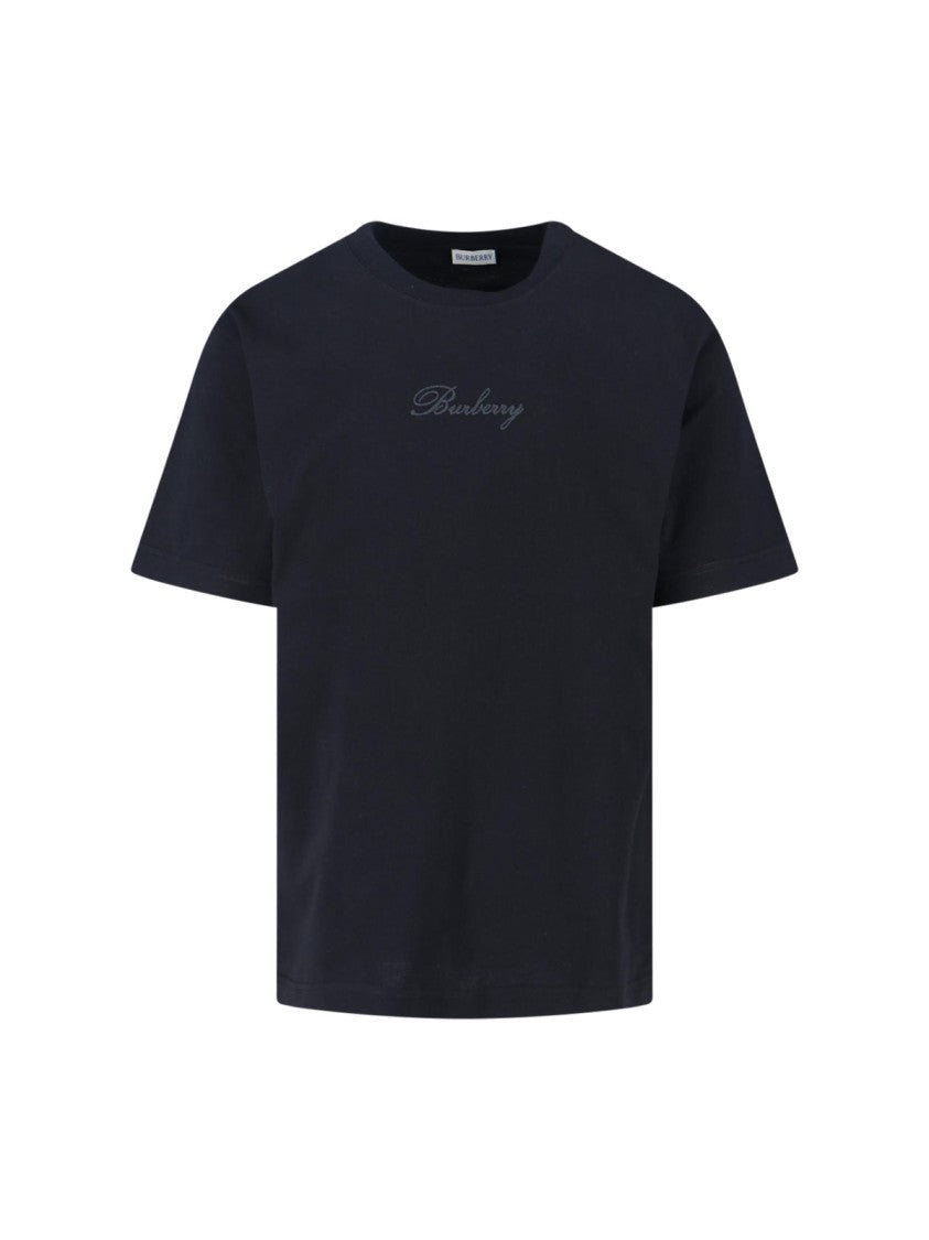 Burberry "Check" Logo T-Shirt, In Black Cotton