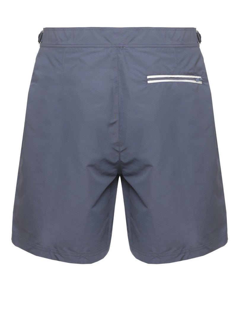 Brunello Cucinelli Blue White Embroidered Swim Shorts