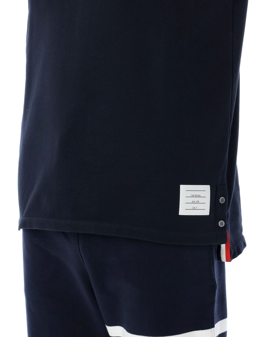 Thom Browne Navy Cotton Jersey T-Shirt With Iconic Back Stripe Detail