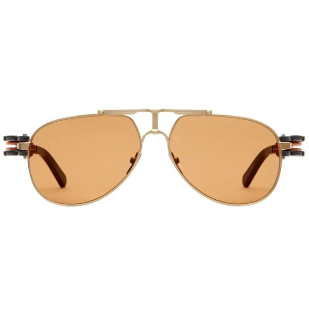 Innerraum O20 Aviator Sunglasses With Gold-Tone Frames And Amber-Tinted Lenses