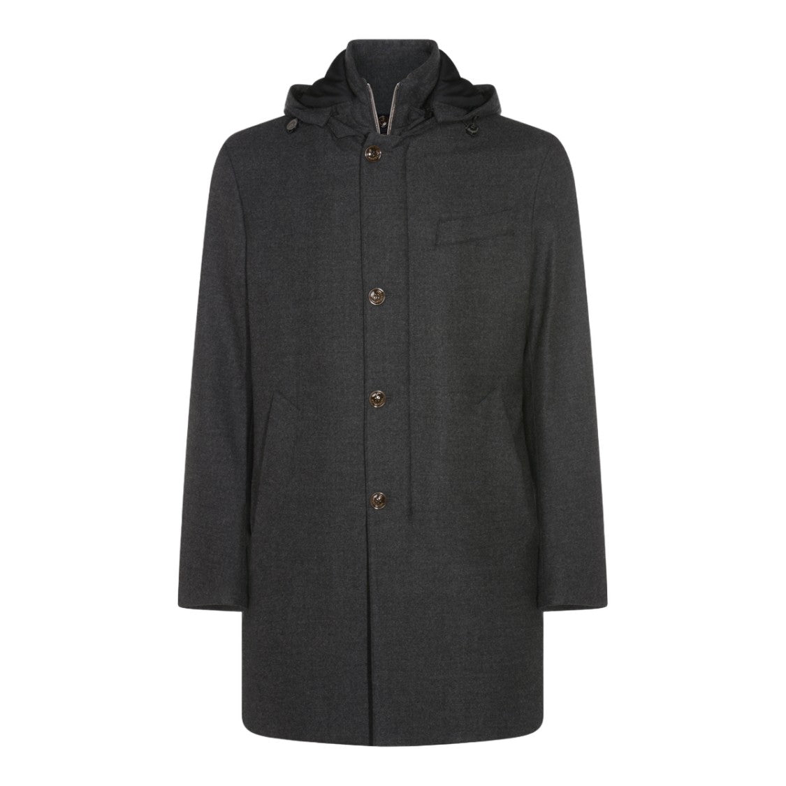 Montecore Dark Grey Hooded Coat With Silhouette