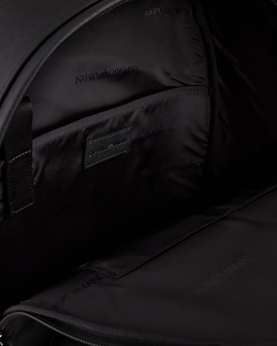 Emporio Armani Roundshape Backpack In Recycled Leather – Black