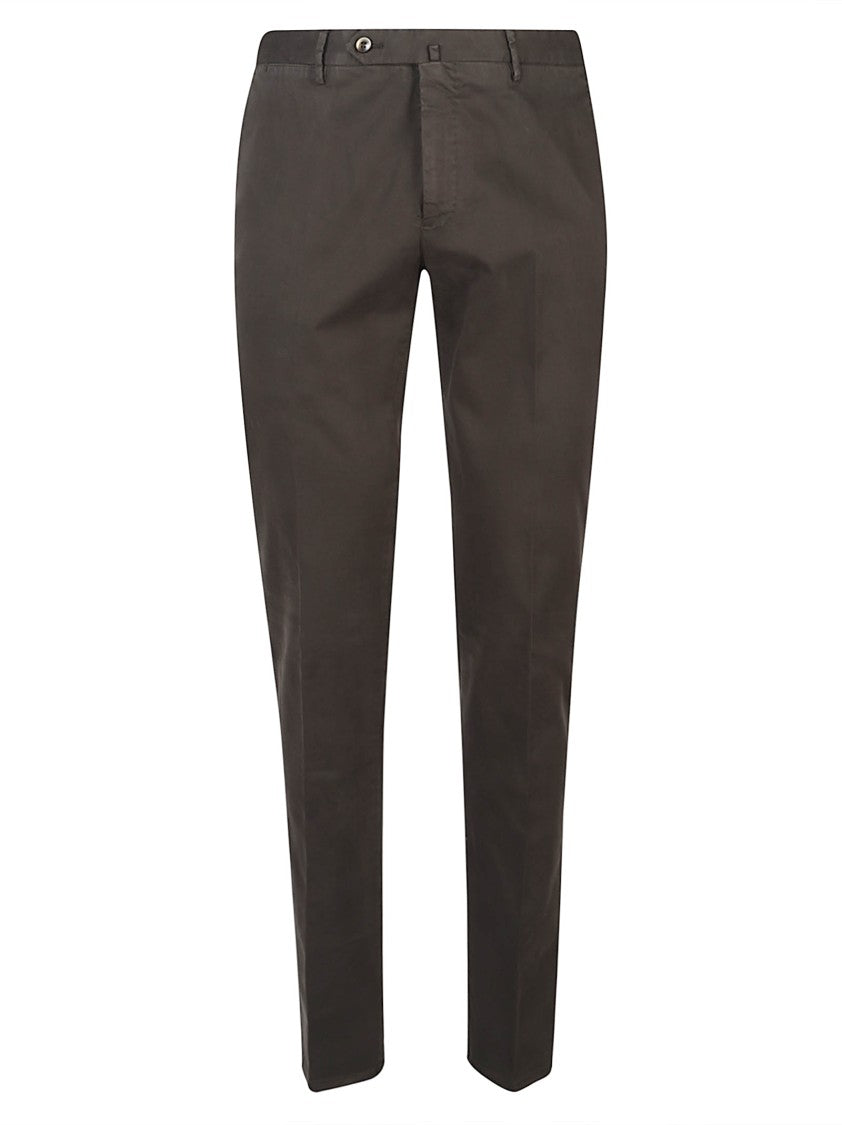 Pt Torino Slim Flat Front Tailored Cotton Pants