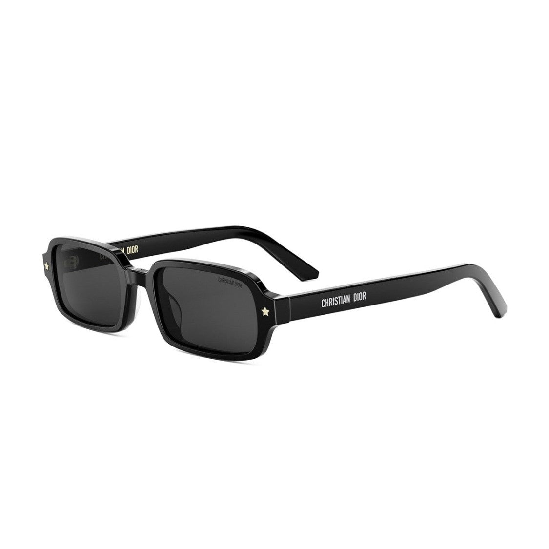 Dior Rectangular Black Acetate Sunglasses With Dark Grey Lenses