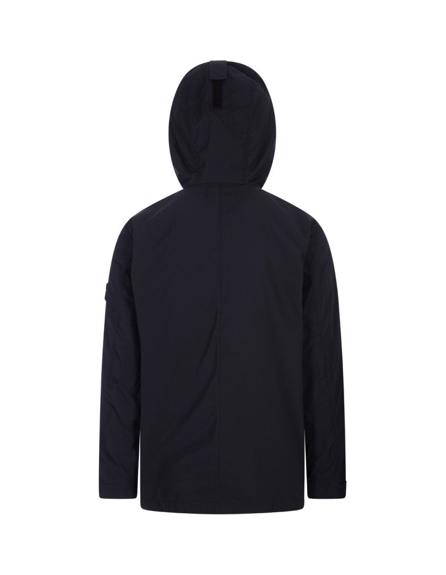 Stone Island Hooded Blue Polyester Jacket