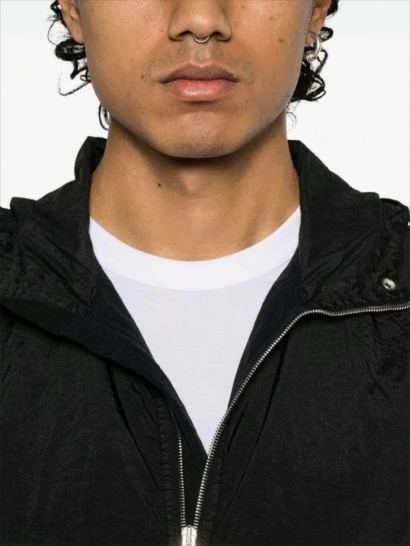 Stone Island Lightweight Hooded Jacket With Zippered Front And Patch Detail