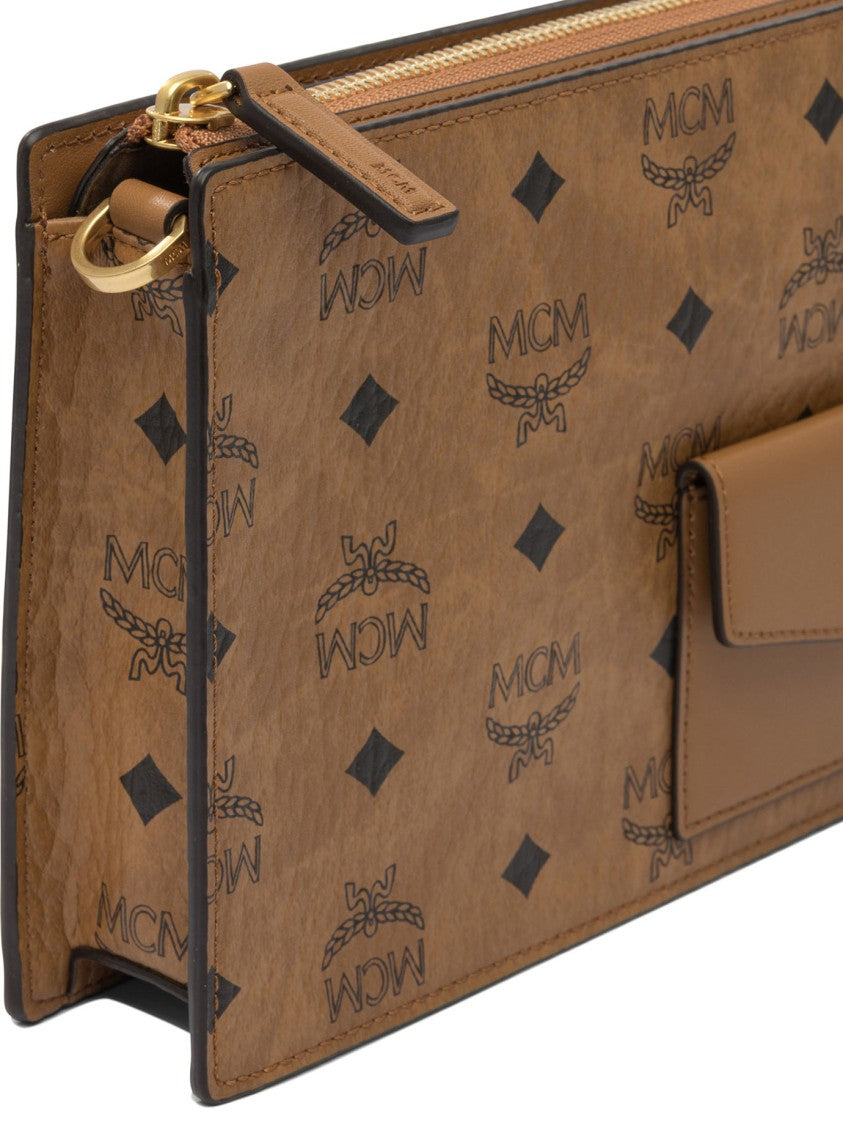 Mcm Rectangular Crossbody Bag With Logo Print