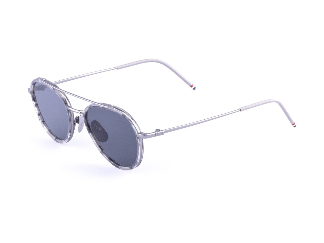 Thom Browne Translucent Grey Ues801a Double Bridge Tortoiseshell Sunglasses