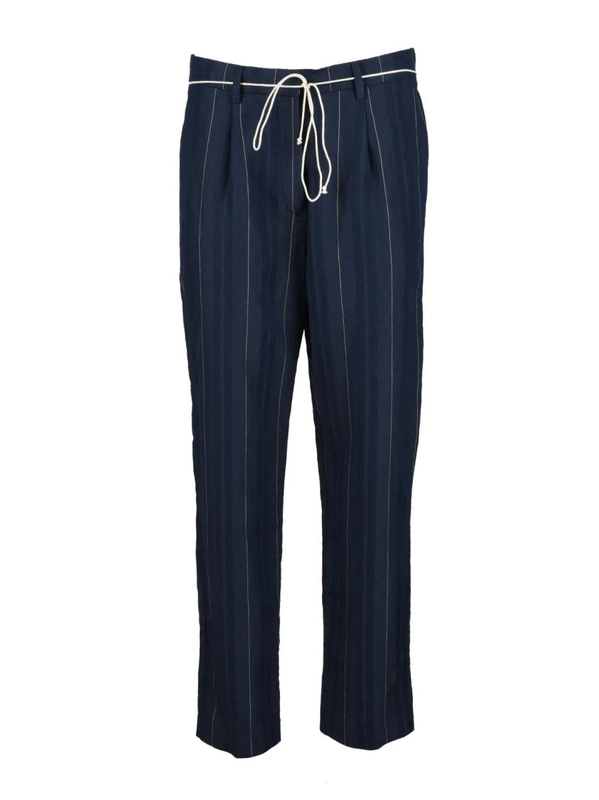 Collection Privee? Navy Blue Draped Trousers