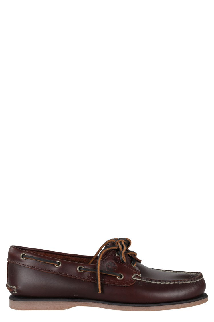 Timberland Brown Classic Boat Exposed Stitching Leather Boat Shoes