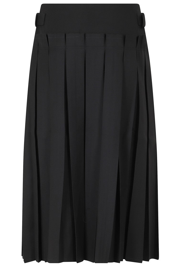 La Piscine Pleated Side-Zip Structured Midi Skirt