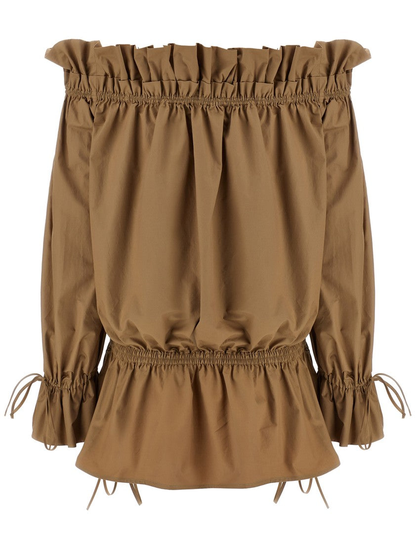 Saint Laurent Off-The-Shoulder Cotton Mini Dress