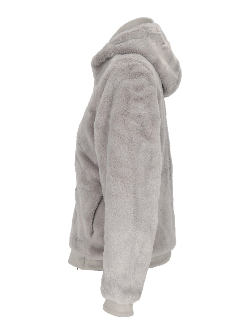 K-Way Reversible Brown Faux Fur Double Giacca With Hood