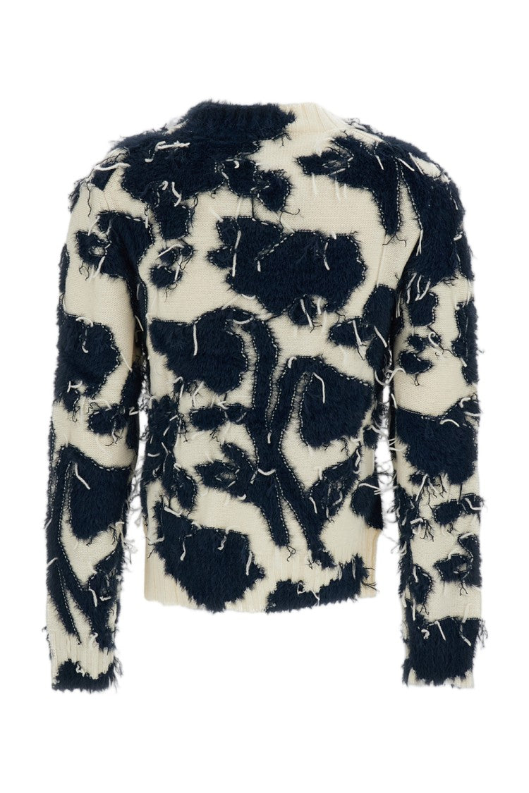 Erdem Textured Floral Knit Jumper With Cropped Silhouette And Cutaway Side Split