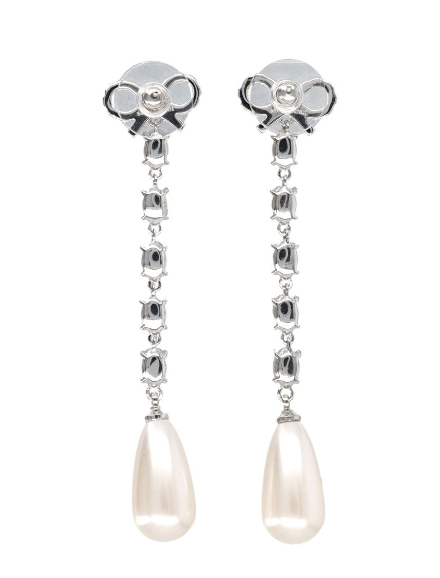 Self-Portrait Bow Pearl Droplet Earrings