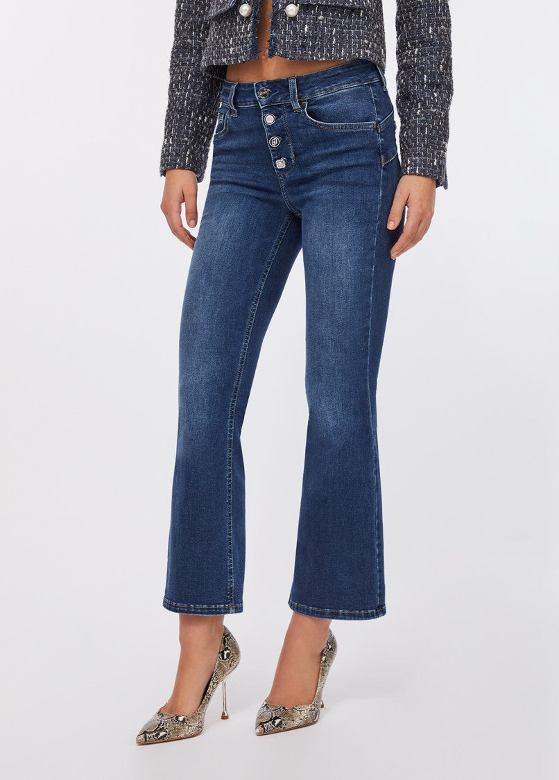 Liu Jo Stonewash High-Waisted Flared Jeans