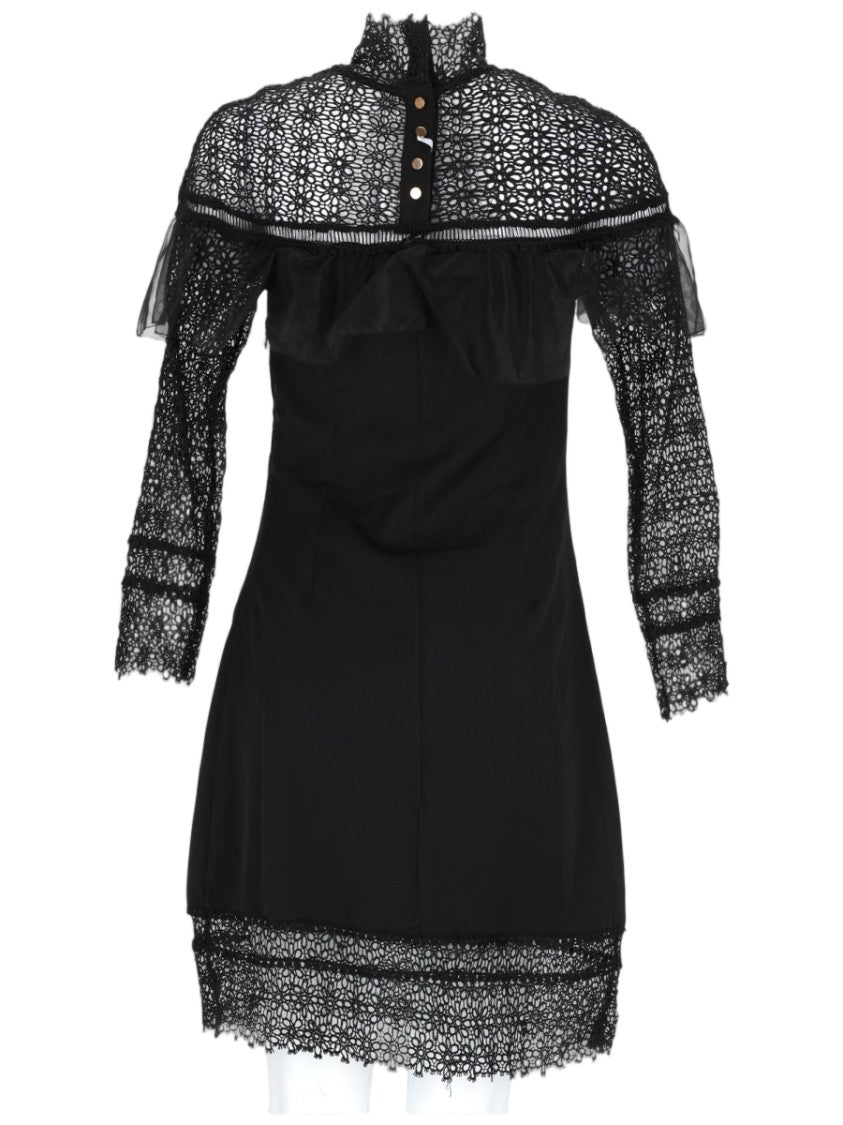 Nj Couture Fitted Mini Dress With Lace Detailing And Ruffle Accents