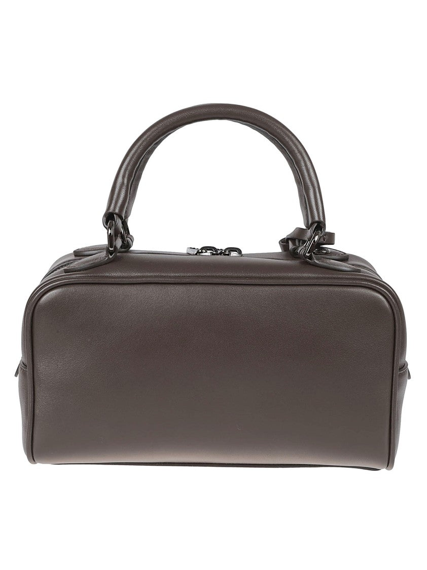 Brunello Cucinelli Rectangular Leather Bag With Zip Closure