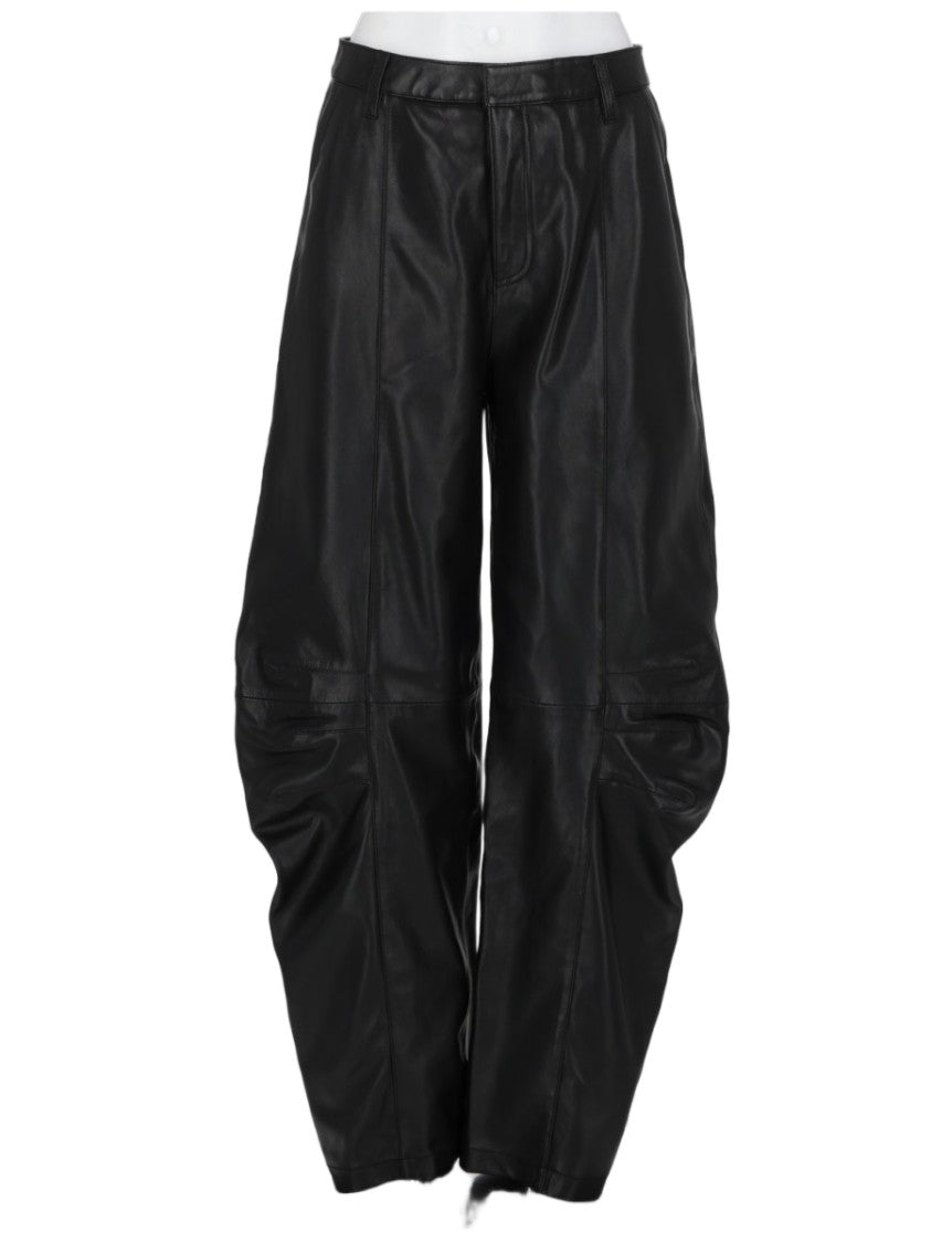 Rotate Relaxed Fit Cargo Pants In Smooth Lamb Leather