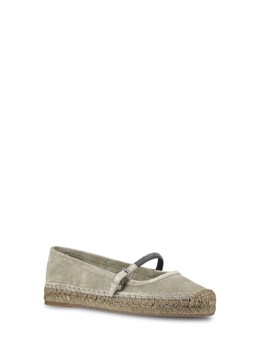 Brunello Cucinelli Soft Suede Sneakers With Espadrille-Style Sole